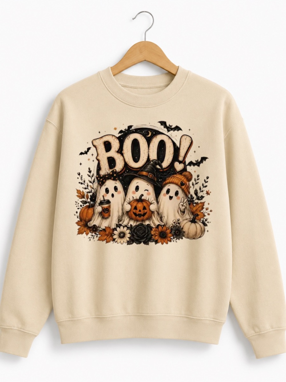 Sand Halloween 'BOO!' Ghosts Graphic Sweatshirt